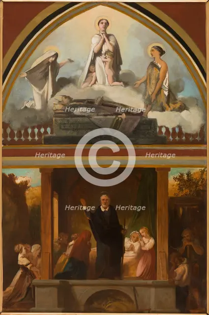 Sketch for the church of Saint-Séverin: the apostolic life of St Francis de Sales..., c.1852.  Creator: Victor-Louis Mottez.