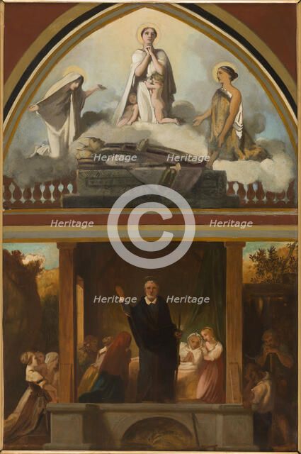 Sketch for the church of Saint-Séverin: the apostolic life of St Francis de Sales..., c.1852.  Creator: Victor-Louis Mottez.