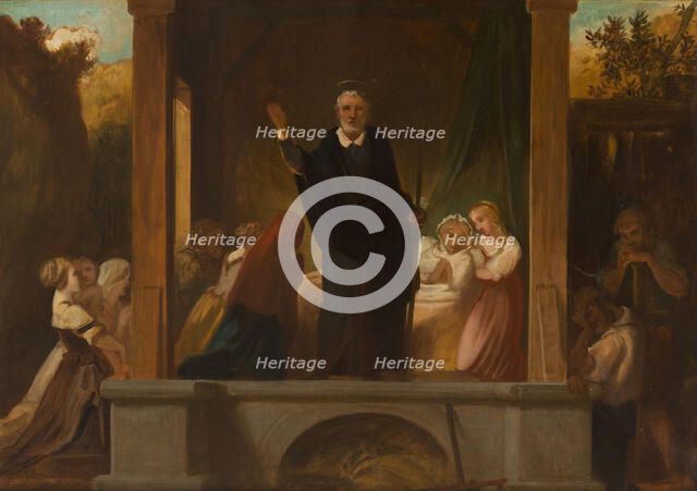 Sketch for the church of Saint-Séverin: the apostolic life of St Francis de Sales, c.1852. Creator: Victor-Louis Mottez.