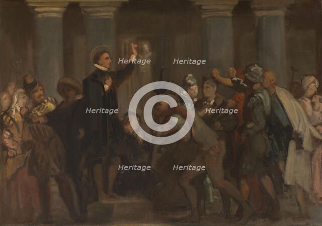 Sketch for the church of Saint-Séverin: the childhood of Saint Francis de Sales..., c.1852. Creator: Victor-Louis Mottez.