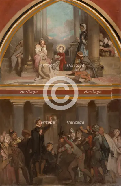 Sketch for the church of Saint-Séverin: the childhood of St Francis de Sales..., c.1852. Creator: Victor-Louis Mottez.