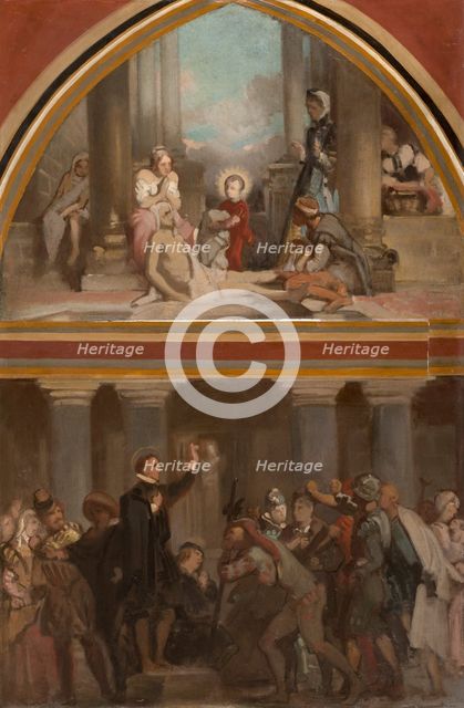 Sketch for the church of Saint-Séverin: the childhood of St Francis de Sales..., c.1852. Creator: Victor-Louis Mottez.