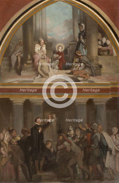 Sketch for the church of Saint-Séverin: the childhood of St Francis de Sales..., c.1852. Creator: Victor-Louis Mottez.