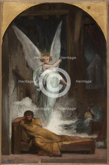 Sketch for the church of the Trinity : the dream of St Joseph, 1870. Creator: Eugène Romain Thirion.