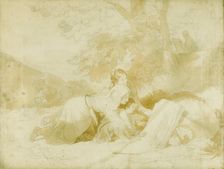 Sketch for The artist's portfolio - scene near Oleavano, neighbourhood of Rome, 19th century. Creator: Penry Williams