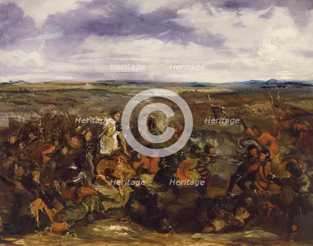 Sketch for the Battle of Poitiers, 1829-1830. Creator: Eugene Delacroix.
