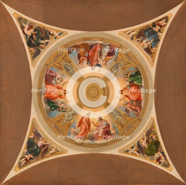 Sketch for the dome the church of Saint-Roch in Paris, c.1859.  Creator: Adolphe Roger.