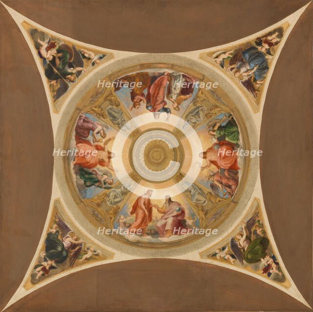 Sketch for the dome the church of Saint-Roch in Paris, c.1859.  Creator: Adolphe Roger.