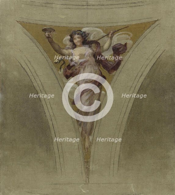 Sketch for the dome above the escalier des fêtes in the Hôtel de Ville...between 1888 and 1899.  Creator: Francois Schommer.