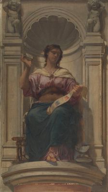 Sketch for the dome of the Denon pavilion at the Louvre: l'observation (ou l'imprimerie), 1864. Creator: Charles Louis Lucien Muller
