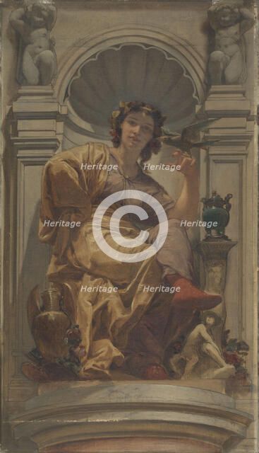 Sketch for the dome of the Denon pavilion at the Louvre: La fantaisie, c.1864. Creator: Charles Louis Lucien Muller.