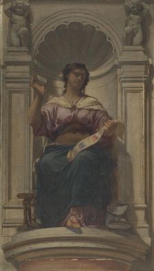 Sketch for the dome of the Denon pavilion at the Louvre: l'observation (ou l'imprimerie), 1864. Creator: Charles Louis Lucien Muller