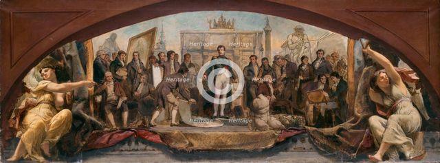 Sketch for the Denon pavilion at the Louvre: the four artistic ages of France..., c.1864.  Creator: Charles Louis Lucien Muller.