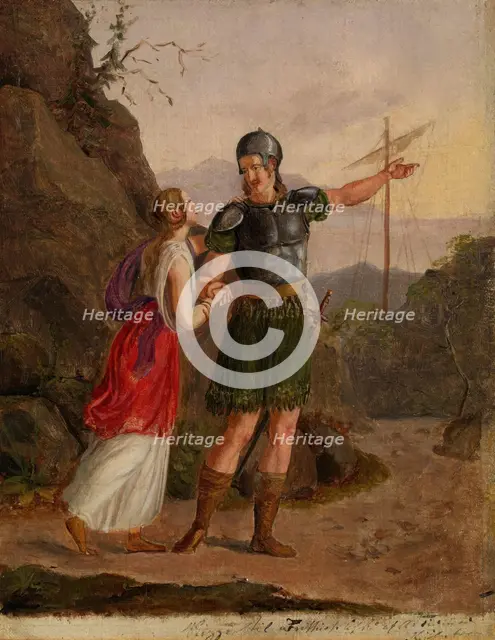 Sketch for The Departure of Fridtjof, 1836. Creator: Adolph Tidemand.
