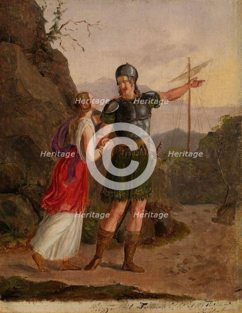 Sketch for The Departure of Fridtjof, 1836. Creator: Adolph Tidemand.
