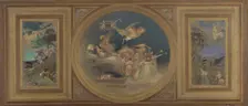 Sketch for the dining room in the Hôtel de Ville, Paris : allegorical figures..., c.1891. Creator: Eugene Martial Simas