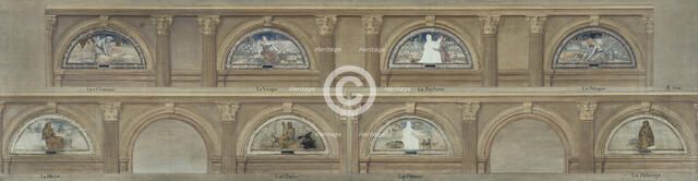 Sketch for the dining room in the Hôtel de Ville, Paris : c.1891. Creator: Eugene Martial Simas.