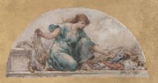 Sketch for the dining room of the Hotel de Ville, Fishing, 1893. Creator: Francois Lafon