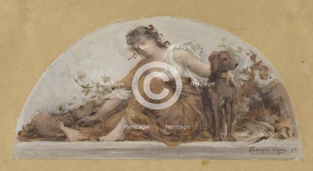 Sketch for the dining room of the Hotel de Ville: The Hunt or Autumn, 1893. Creator: Francois Lafon.