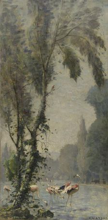 Sketch for the escalier des fêtes at the Hôtel de Ville, Paris : The Jardin d'Acclimatation, c.1891. Creator: Paul Vayson