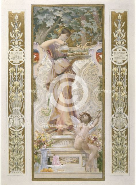 Sketch for the 'Festival Staircase' at the Hotel de Ville in Paris: Refreshment, c1888-1898. Creator: Luc Olivier Merson.