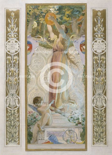 Sketch for the 'festival staircase' at the Hotel de Ville in Paris: Festival lighting, c1888-1898. Creator: Luc Olivier Merson.