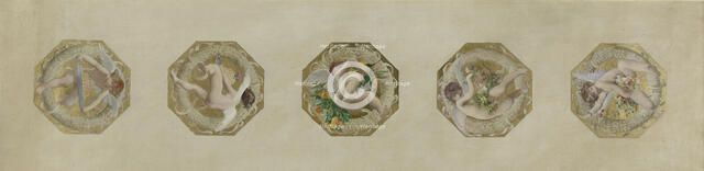 Sketch for the 'festival staircase' at the Hotel de Ville in Paris: The geniuses.., 1888-1898. Creator: Luc Olivier Merson.