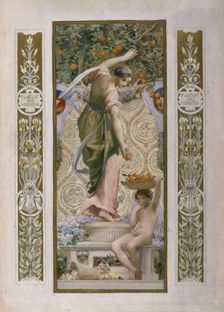 Sketch for the Festival Staircase at the Hotel de Ville in Paris: Fruit, beginning 1889-1898. Creator: Luc Olivier Merson