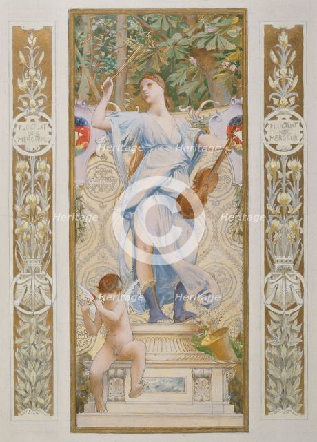 Sketch for the 'Festival Staircase' at the Hotel de Ville in Paris: Music, c1888-1898. Creator: Luc Olivier Merson.