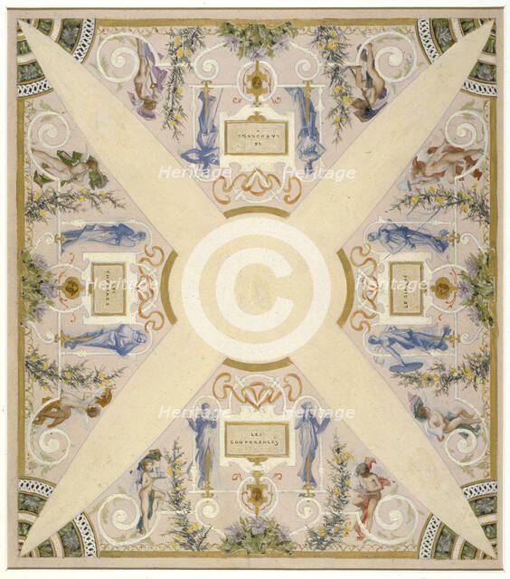 Sketch for the 'festival staircase' at the Hotel de Ville in Paris: November, between 1888 and 1889. Creator: Luc Olivier Merson.