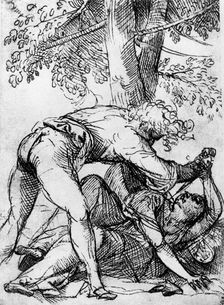 Sketch for the Jealous Husband in the Scuola Del Santo, c1510, (1937). Artist: Titian