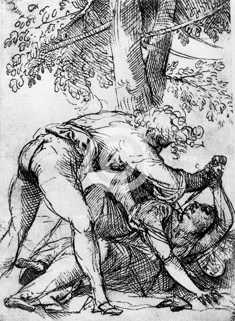 Sketch for the 'Jealous Husband' in the Scuola Del Santo, c1510, (1937). Artist: Titian