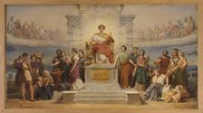 Sketch for the old Hotel de Ville in Paris: The triumph of the City of Paris, 1842. Creator: Francois-Edouard Picot