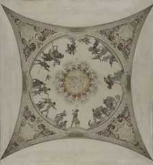 Sketch for the Lobau gallery at the Hotel de Ville in Paris: Medieval scenes: hunting..., 1890. Creator: Hector d Espouy