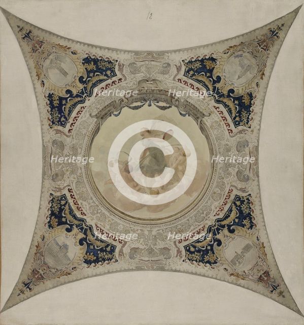 Sketch for the Lobau gallery at the Hotel de Ville in Paris: The tambourine, the monuments..., 1890. Creator: Hector d' Espouy.