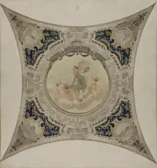 Sketch for the Lobau gallery at the Hotel de Ville in Paris: The tambourine, the monuments..., 1890. Creator: Hector d Espouy