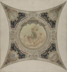 Sketch for the Lobau gallery at the Hotel de Ville in Paris: The tambourine, the monuments..., 1890. Creator: Hector d Espouy