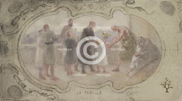 Sketch for the Lobau gallery of the Hotel de Ville in Paris: Family, 1890. Creator: Jean Pierre Victor Mazies.