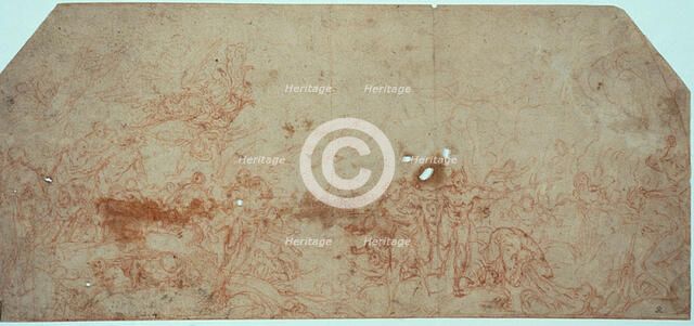 Sketch for the Last Judgment (recto); Head Study (verso), n.d. Creator: Unknown.