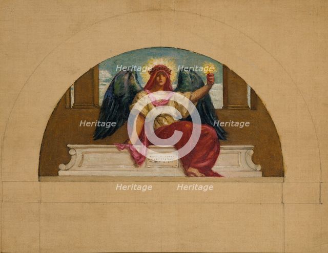 Sketch for the Mural at Oberlin College, "The Spirit of Self-Sacrificing Love", ca. 1914. Creator: Kenyon Cox.