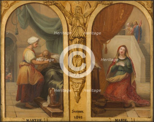 Sketch for the Saint-Elisabeth church (3rd arrondissement of Paris): Martha and Mary, 1842. Creator: Henri Auguste Calixte César Serrur.