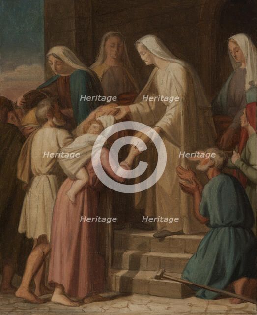 Sketch for the Saint-Eustache church (1st arrondissement of Paris): Saint Genevieve...1851. Creator: Pierre-Auguste Pichon.