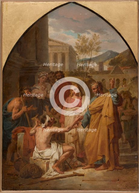 Sketch for the Saint-Séverin church: St Peter healing a cripple..., 1819. Creator: Louis Vincent Léon Pallière.