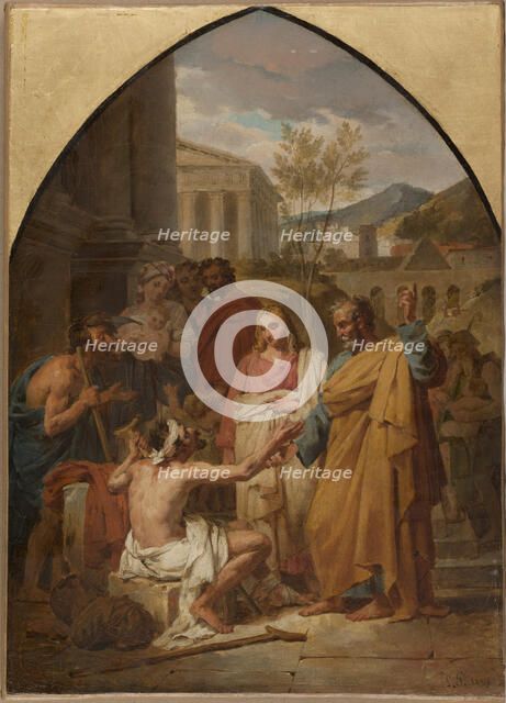 Sketch for the Saint-Séverin church: St Peter healing a cripple..., 1819. Creator: Louis Vincent Léon Pallière.