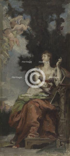 Sketch for the salon des Lettres in the Hôtel de Ville, Paris : History, between 1889 and 1891.  Creator: Eugène Romain Thirion.