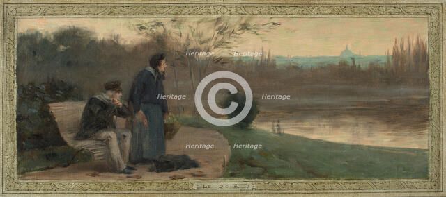 Sketch for the salle des mariages (wedding hall) of the town hall: Evening, c.1889. Creator: Georges Roussel.