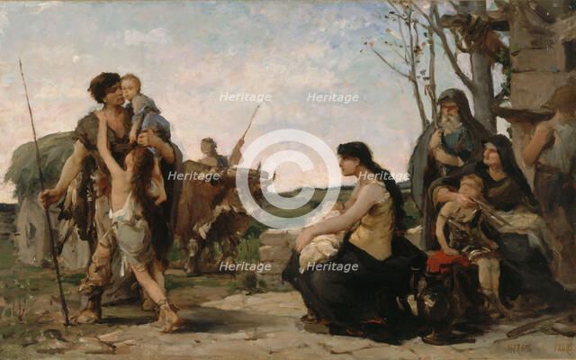 Sketch for the salle des mariages (wedding hall) of the town hall...Family, 1880.  Creator: Moreau De Tours.