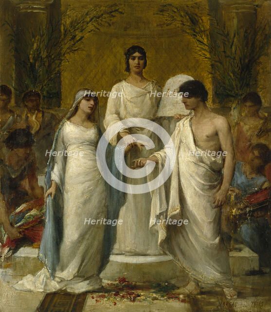 Sketch for the salle des mariages...of the town hall in the 2nd arrondissement: Marriage, 1880. Creator: Moreau De Tours.