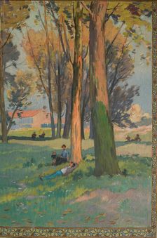 Sketch for the salle des fêtes at the town hall of Asnières: shade under the trees, c.1901. Creator: Paul Leon Felix Schmitt
