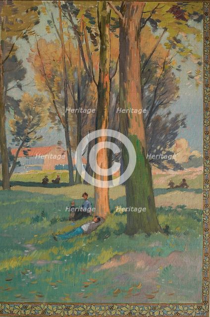 Sketch for the salle des fêtes at the town hall of Asnières: shade under the trees, c.1901. Creator: Paul Leon Felix Schmitt.
